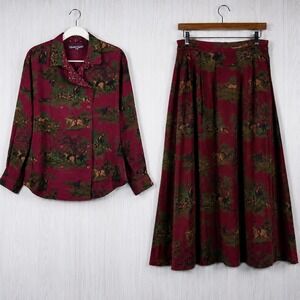 Alexander Campbell Vintage Skirt Suit Set Women's L Equestrian English Country